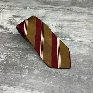 J. Crew Gold, Red & White Stripe Silk Tie
